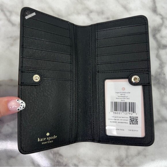 Kate Spade Woven Remi Flap Chain Crossbody & Large Bifold Wallet In Houndstooth - Picture 14 of 15